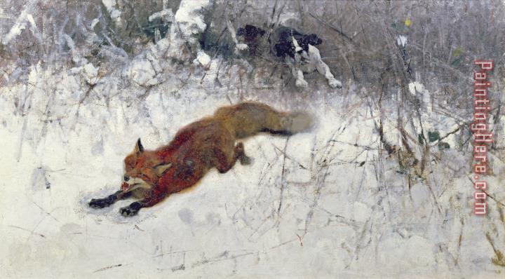 Bruno Andreas Liljefors Fox Being Chased through the Snow
